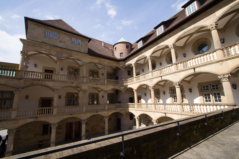 stuttgart, courtyard, columnar, architecture, hof, built structure HD wallpaper