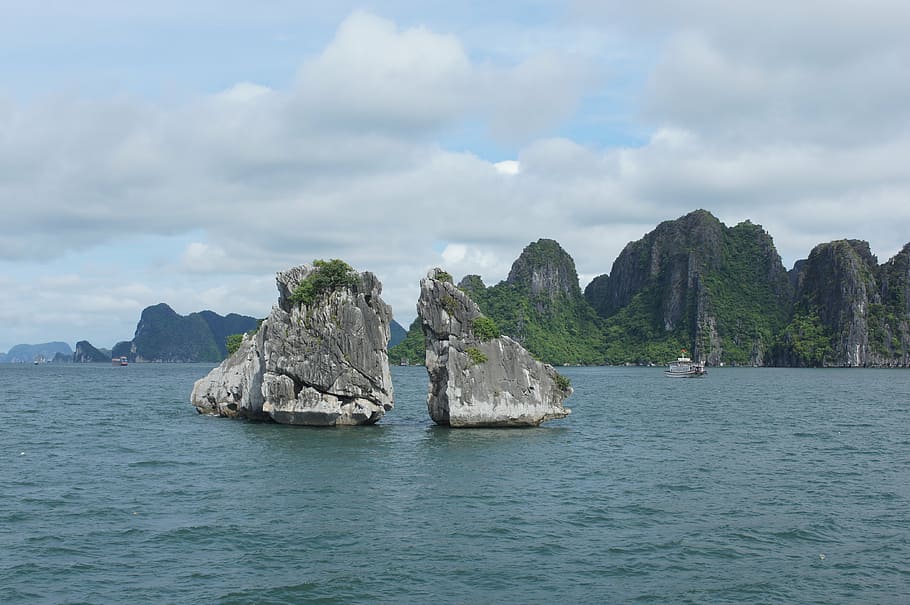 halongbay, background, landscape, natural, trongmai, water HD wallpaper