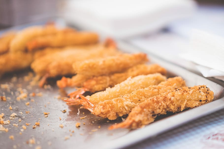 Fried Prawns Seafood, breakfast, cooker, cooking, dinner, eating, HD wallpaper