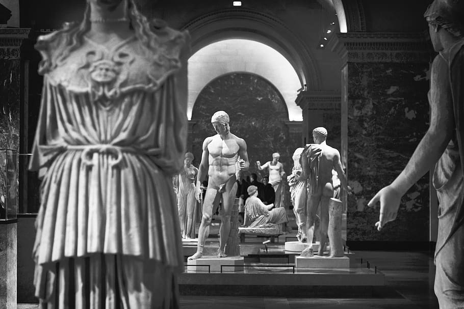 art, sculptures, renaissance, statues, black and white, human representation
