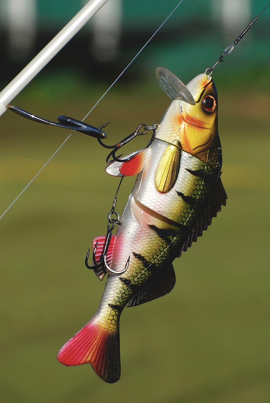 HD wallpaper: closeup photo of green and yellow fishing lure, angling,  tackle