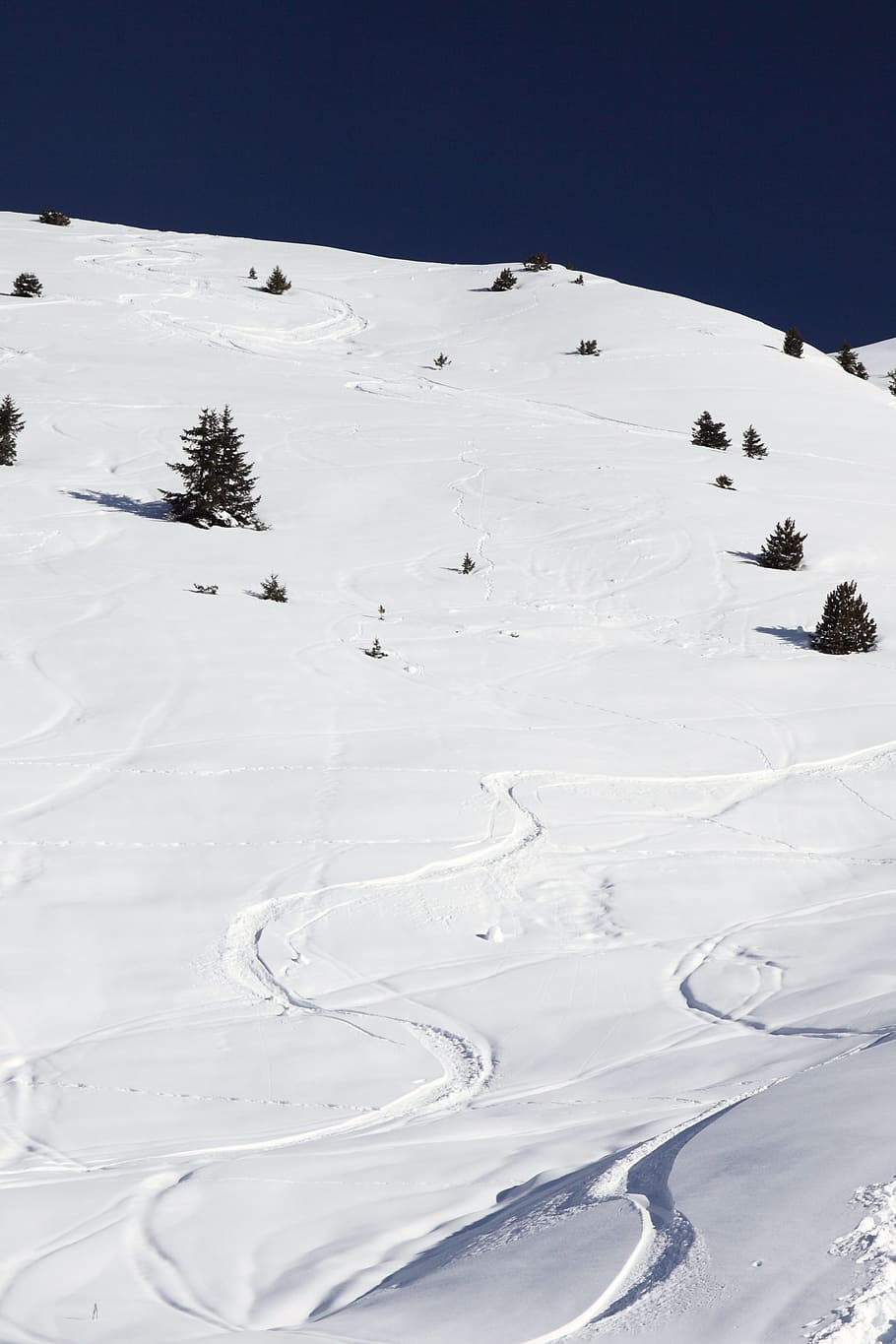 Cold, Curve, Hill, Ice, Path, blue, deep, ski, sky, slope, snow HD wallpaper