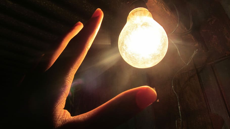 Bulb, Aspiration, Hand, Touch, Light, electricity, human body part HD wallpaper