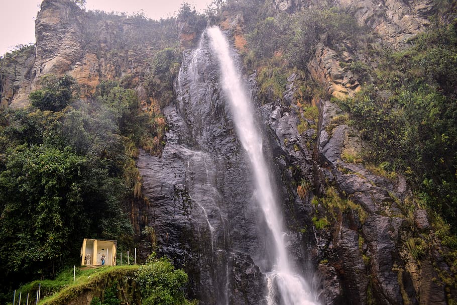 cascade, water, landscape, scenics - nature, tree, waterfall HD wallpaper