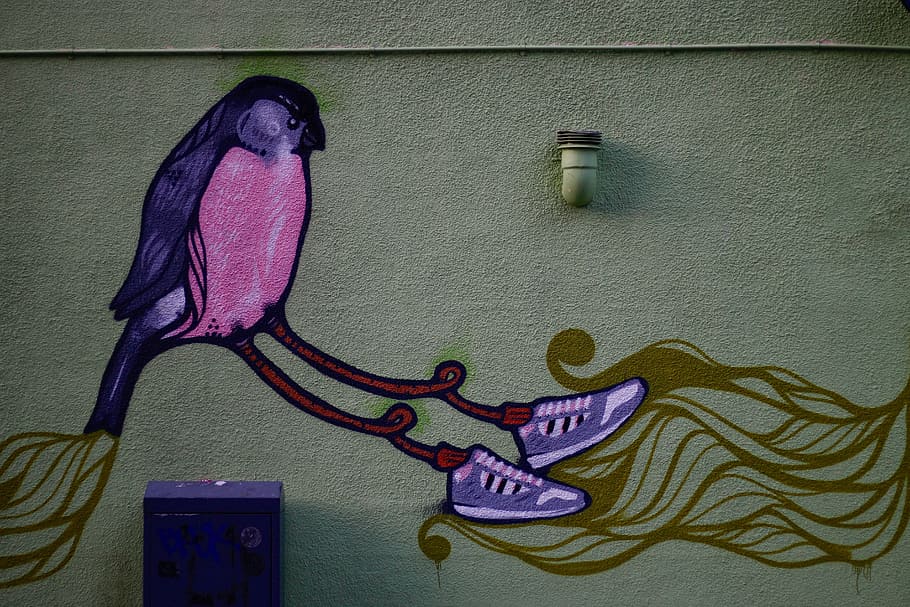 wall art of purple and pink bird, purple and pink bird decor mounted on wall HD wallpaper