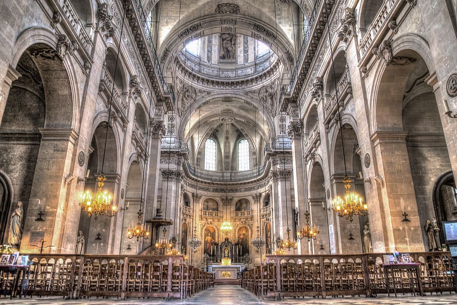 cathedral interior, hdr, church, catholic, architecture, europe
