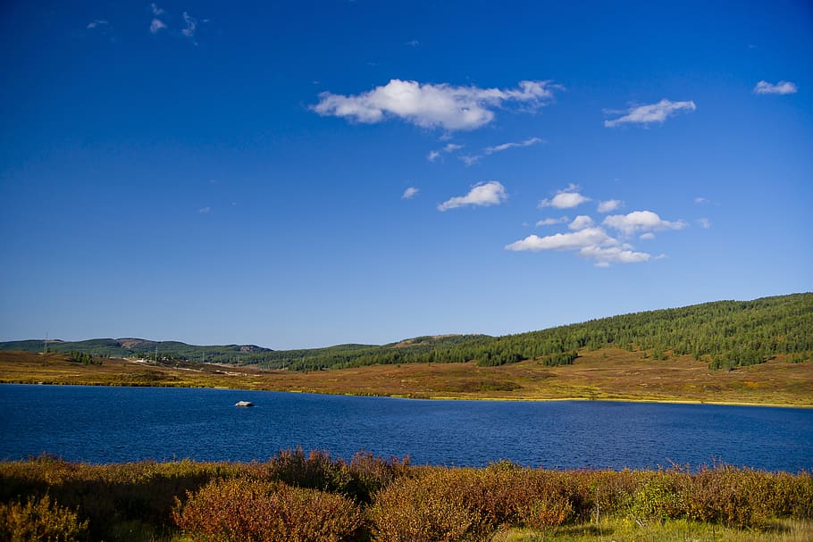 landscape, mountains, sky, clouds, water, lake, panoramic, nature HD wallpaper