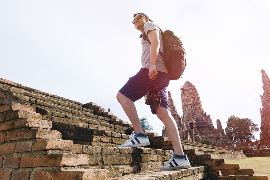 people, man, guy, standing, alone, architecture, building, travel HD wallpaper