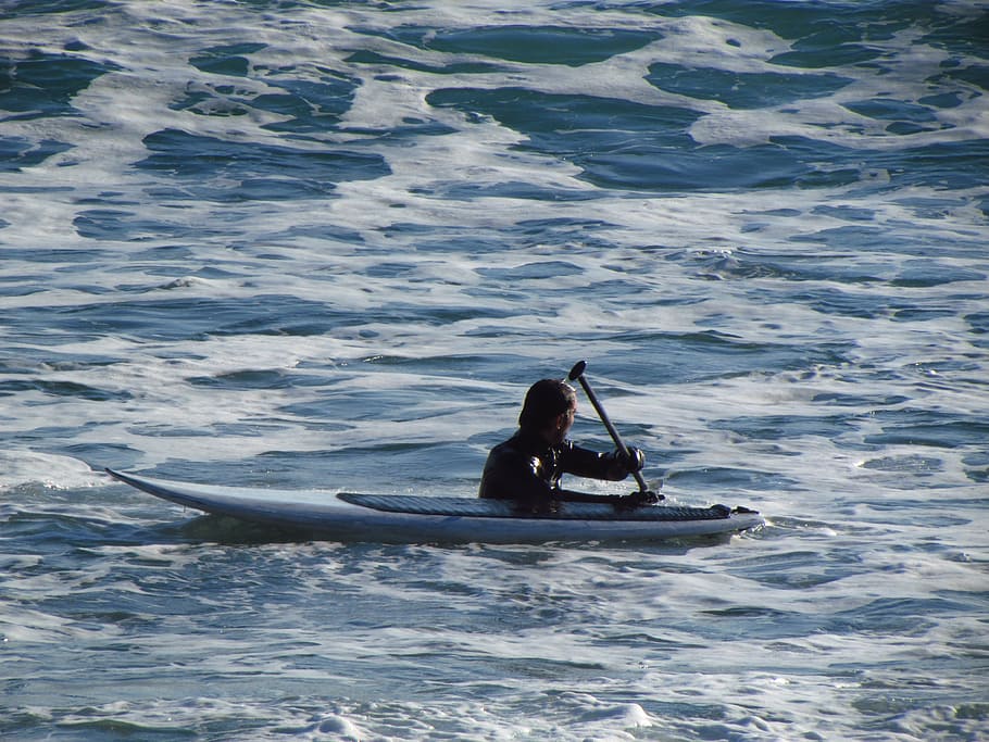 sea, paddle, surf, waves, man, water, sport, is, one person HD wallpaper