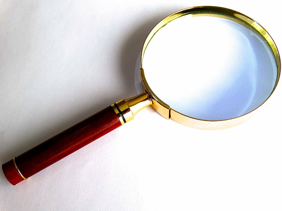 brown handled magnifying glass, magnification, larger view, focus, HD wallpaper