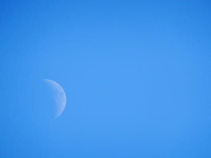 photo of half moon during daytime, clear, blue, sky, copy space HD wallpaper