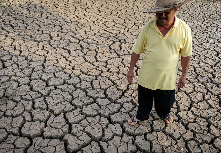 Drought, Asia, Dry, Water, Landscape, nature, one man only HD wallpaper