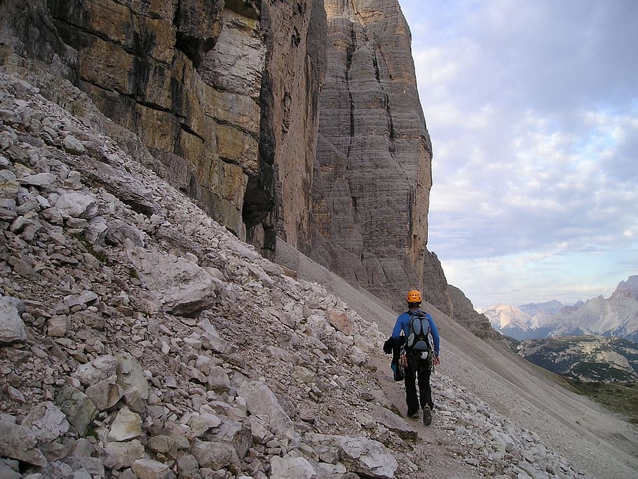 mountaineer, climber, three zinnen, north wall, north side, HD wallpaper