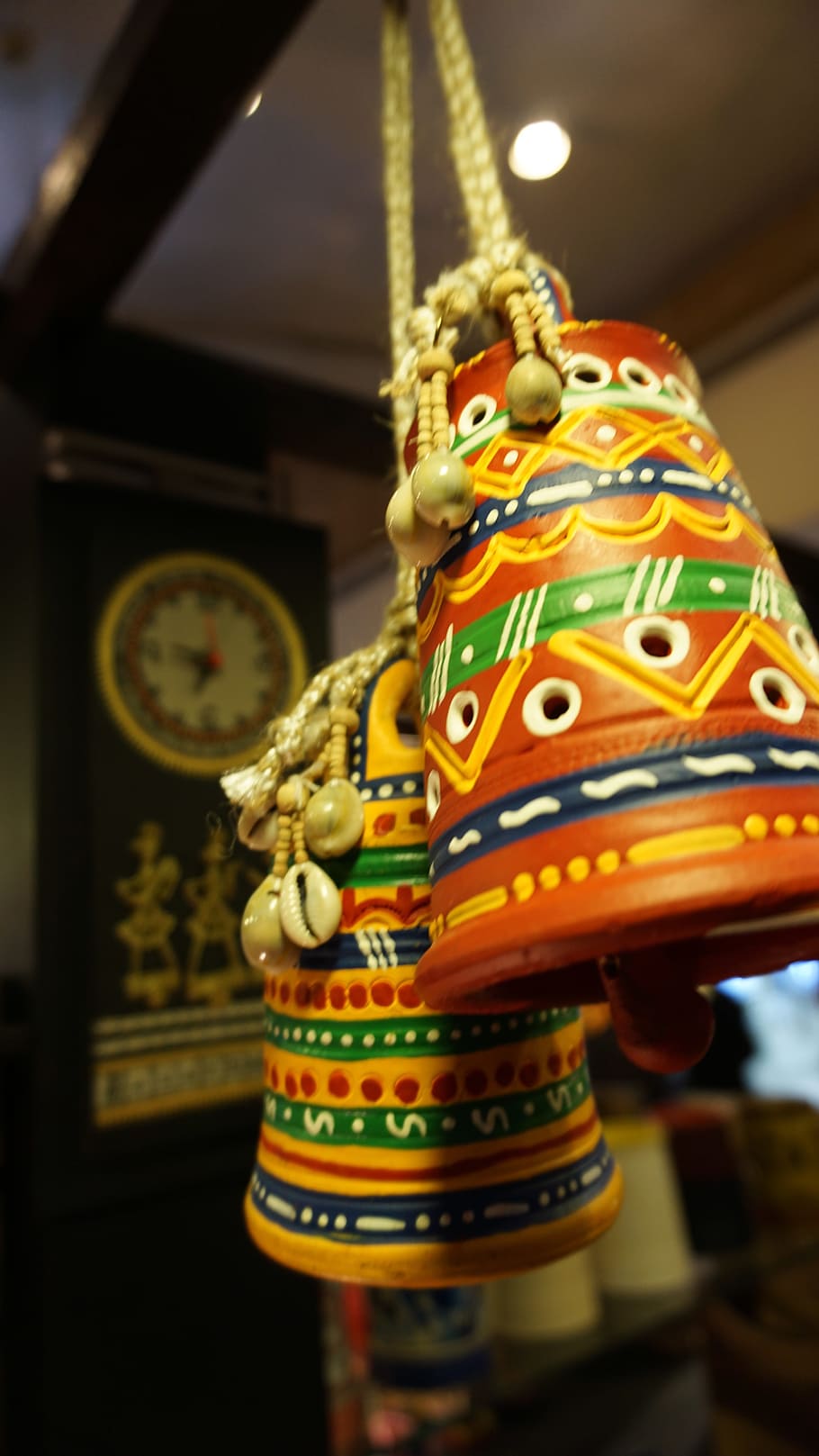 people, art, lights, statue, bells, clock, colored, decorate HD wallpaper