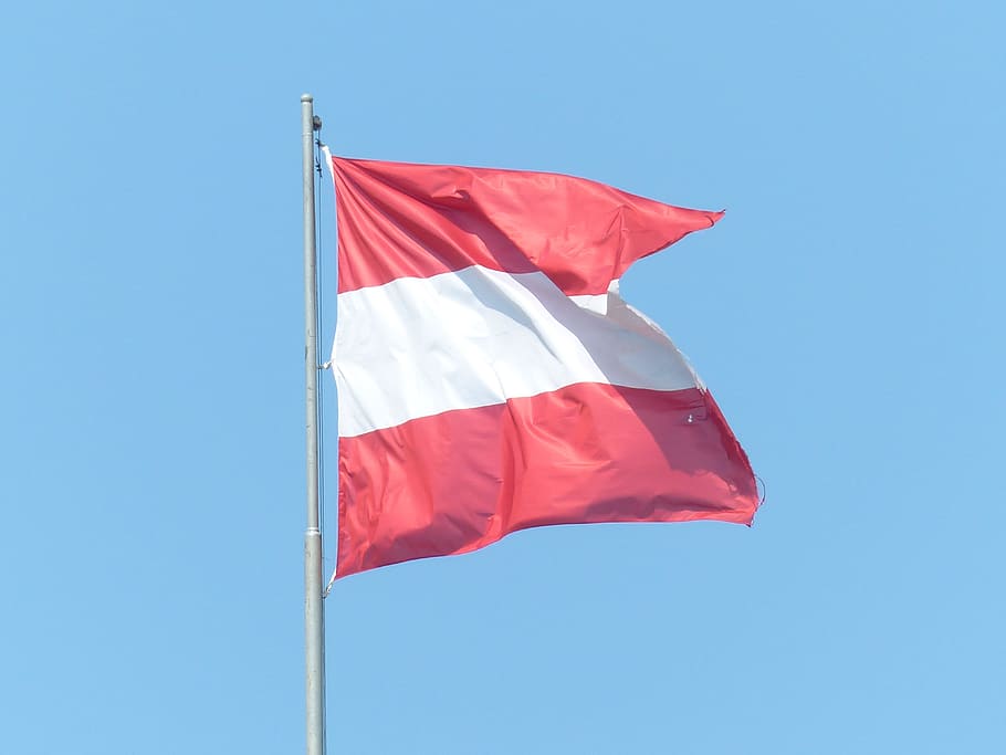 Flag of Austria, White, Blow, Flutter, red, wind, national flag, HD wallpaper