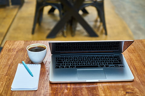 laptop, coffee, computer, the work, keyboard, background, close-up HD wallpaper