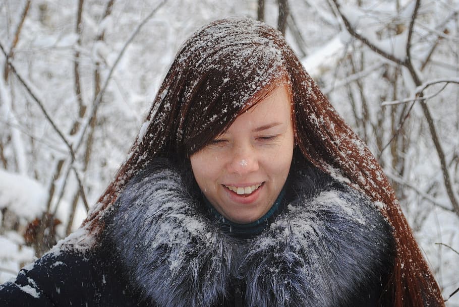 winter, coldly, portrait, snow, people, person, woman, girl HD wallpaper