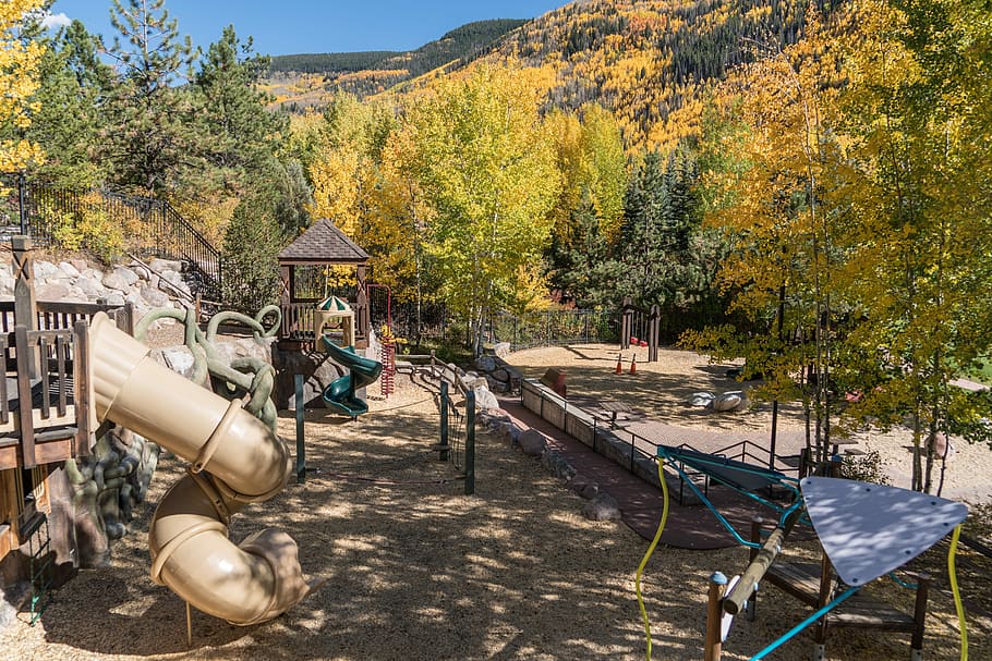 Vail, Colorado, Betty Ford, betty ford park, playground, foliage, HD wallpaper