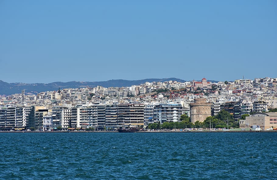 city skyline under clear sky \], greece, thessaloniki, europe, HD wallpaper