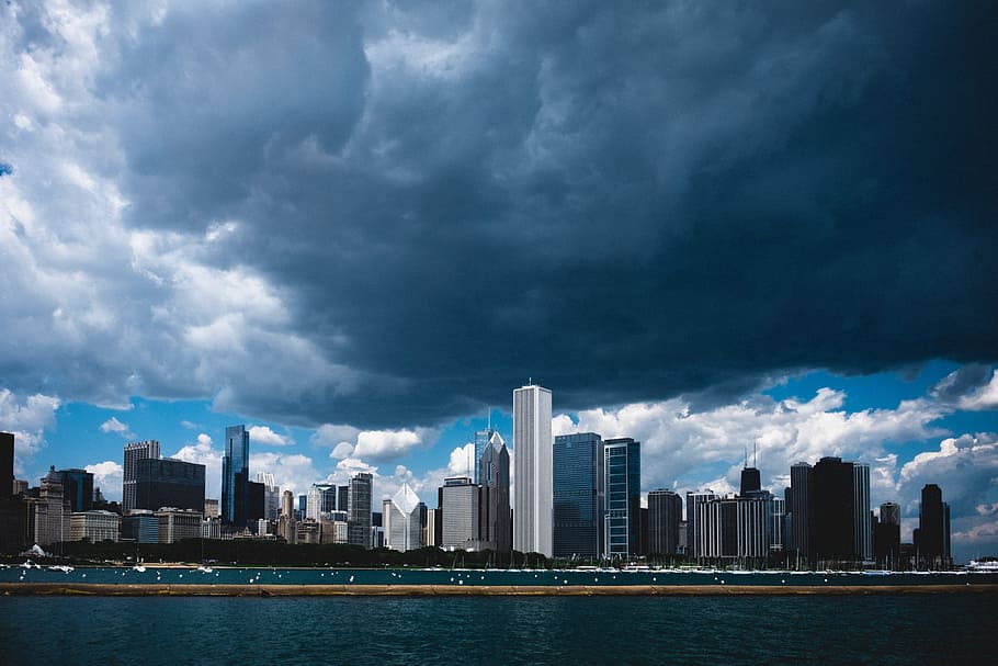 Sky above Chicago, architecture and Cityscape, urban Skyline HD wallpaper