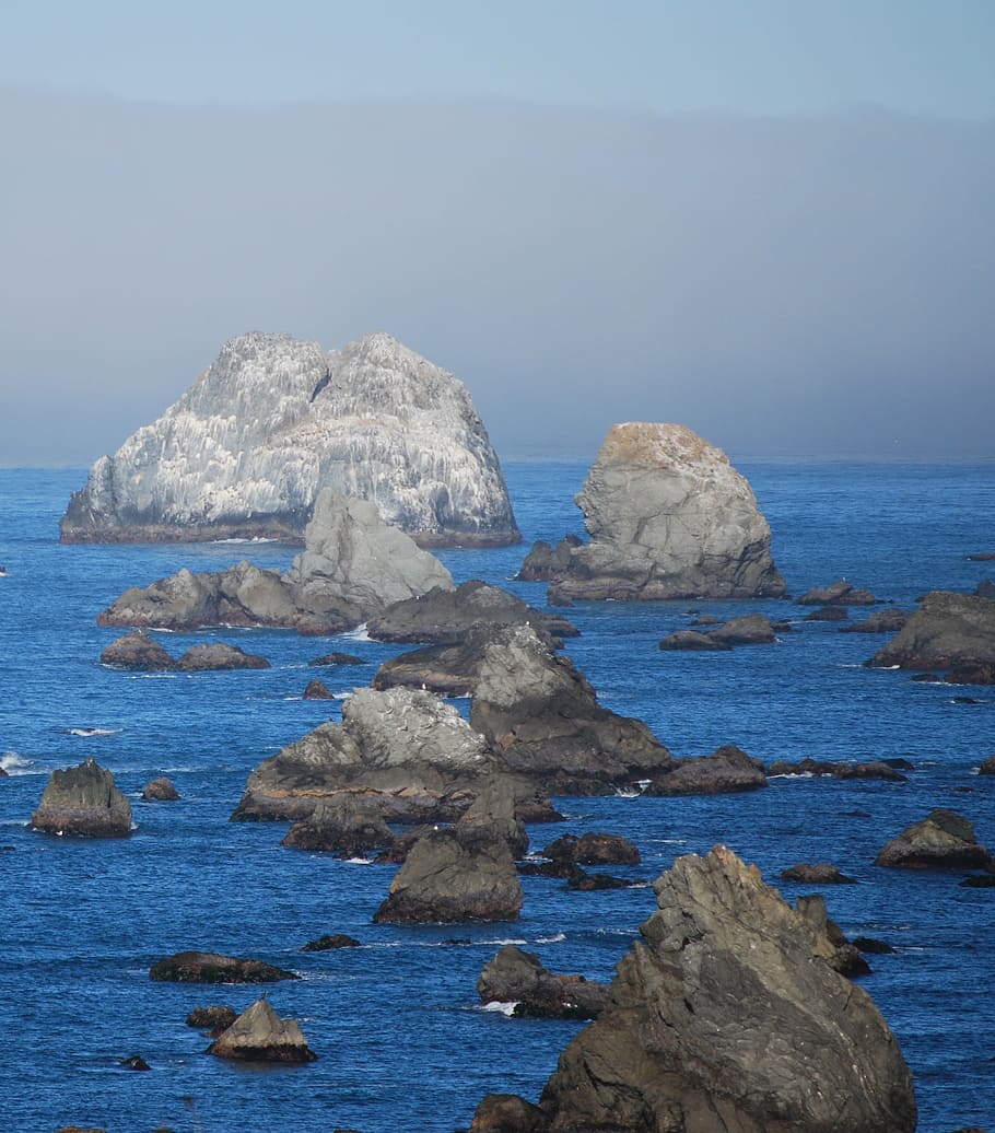 ocean, rocks, blue, water, sea, rock - object, solid, beauty in nature HD wallpaper