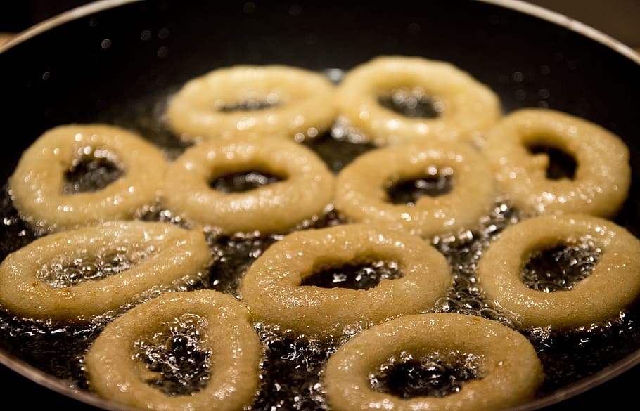 frying onion rings, fried, food, meal, crispy, delicious, tasty