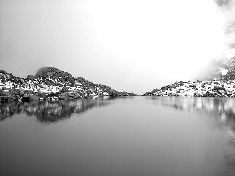 Lake, Snow, Mountain, Winter, Nature, white, grey, rock, cloud HD wallpaper