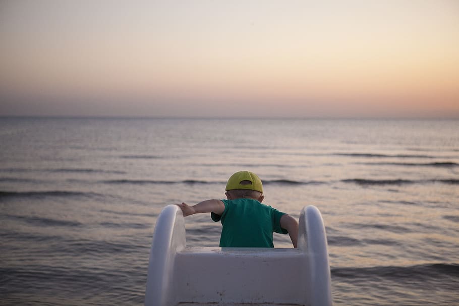 water, outdoors, ease, sunset, loneliness, sea, twilight, self-control HD wallpaper