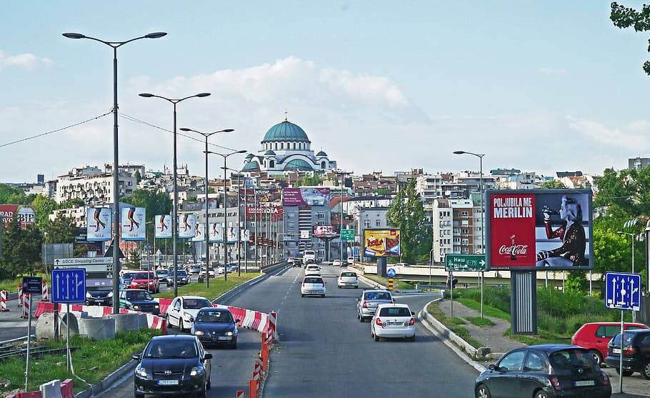 blue dome mosque photo, Belgrade, Incident, Road, Capital, incident road, HD wallpaper