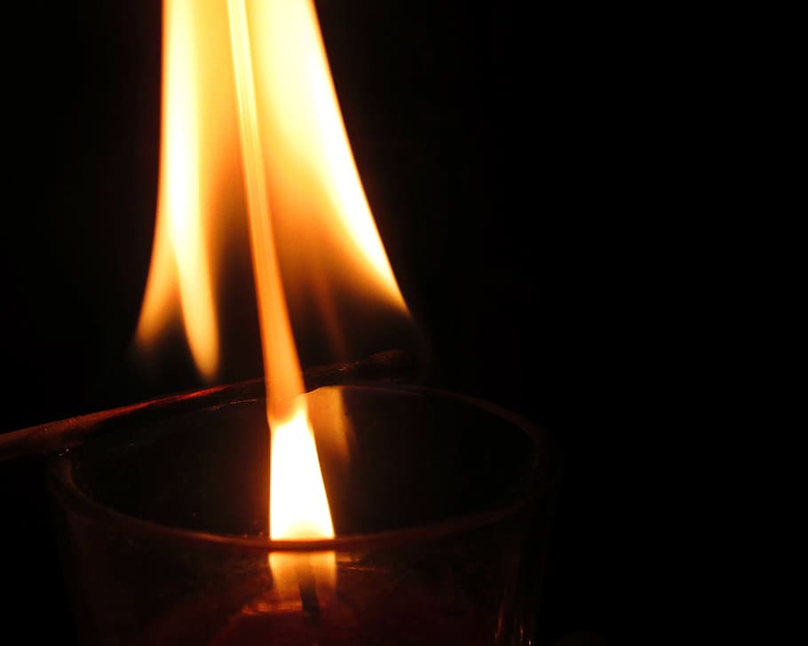 fire, match, evening, flame, burning, heat - temperature, black background HD wallpaper