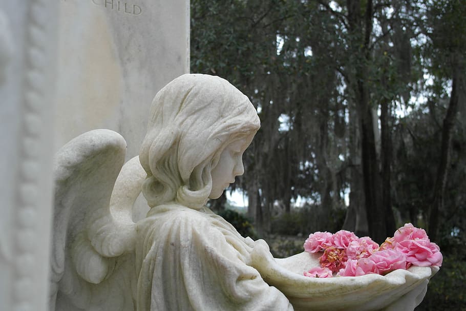 Savannah, Bonaventure, Gravestone, statue, outdoors, tree, one woman only HD wallpaper