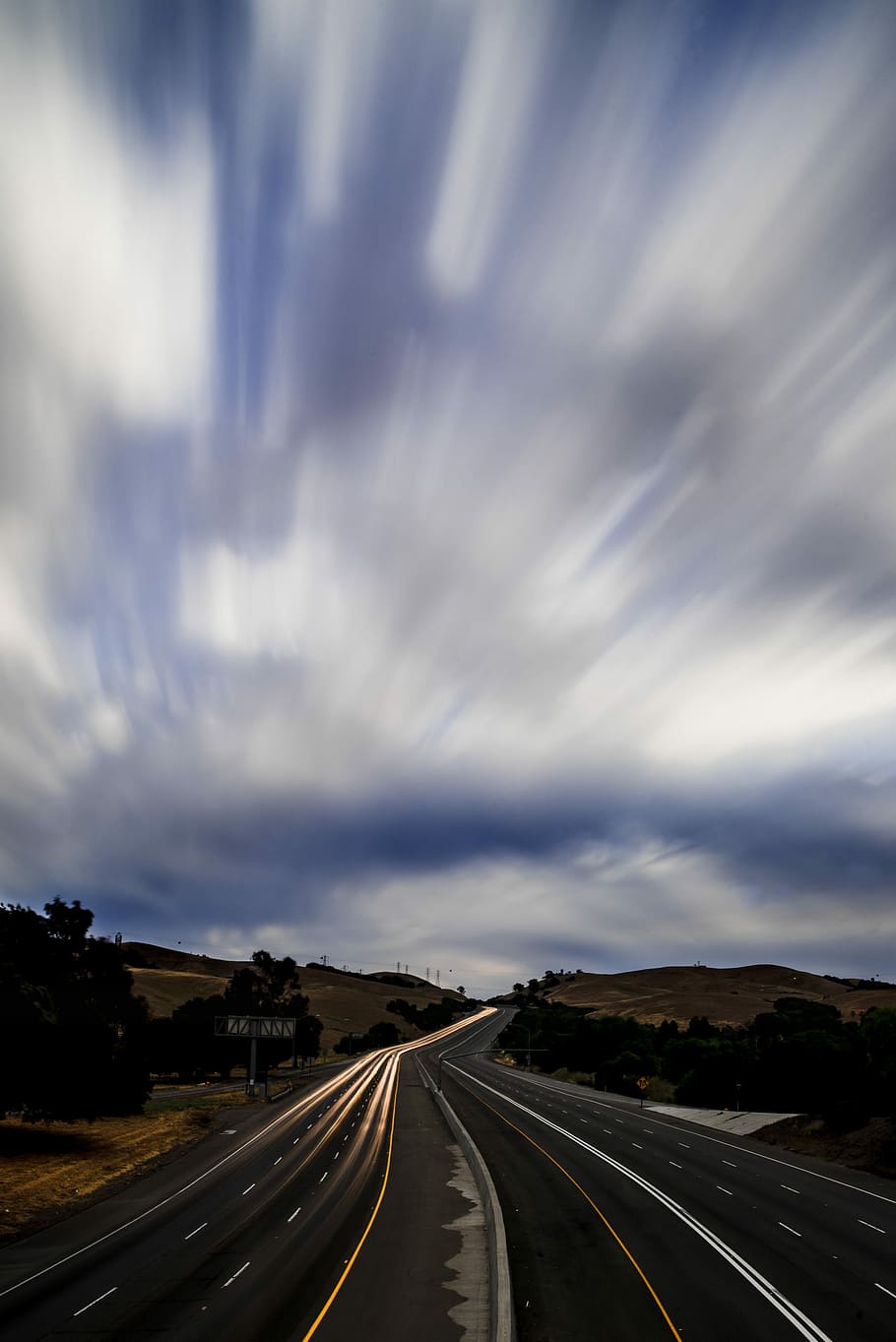timelapse photo of road at daytime, street under cloudy day, long exposure HD wallpaper