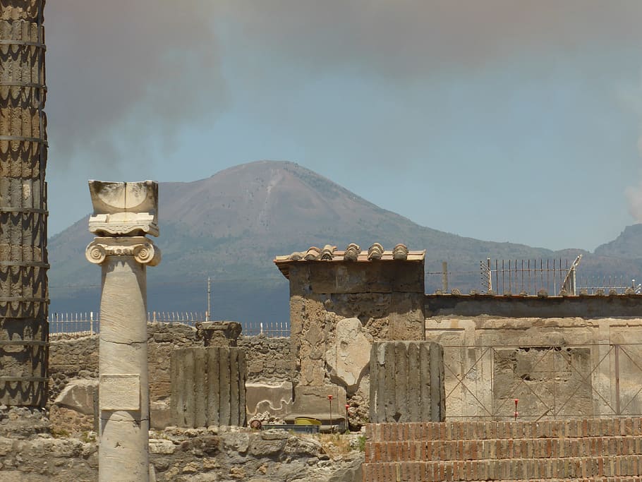 vesuvius, pompeii, italy, mountain, architecture, built structure, HD wallpaper