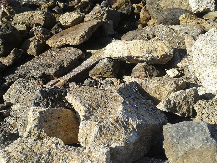stones, rocks, beach, backgrounds, full frame, sunlight, day HD wallpaper