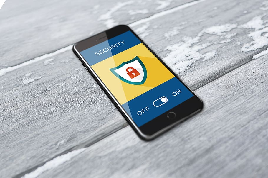 turned-on iPhone displaying security on, cyber security, smartphone, HD wallpaper