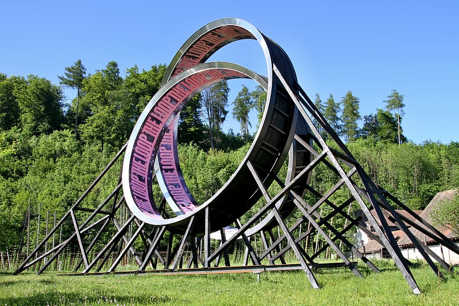loop, art, metal, sculpture, artwork, modern art, metallic HD wallpaper
