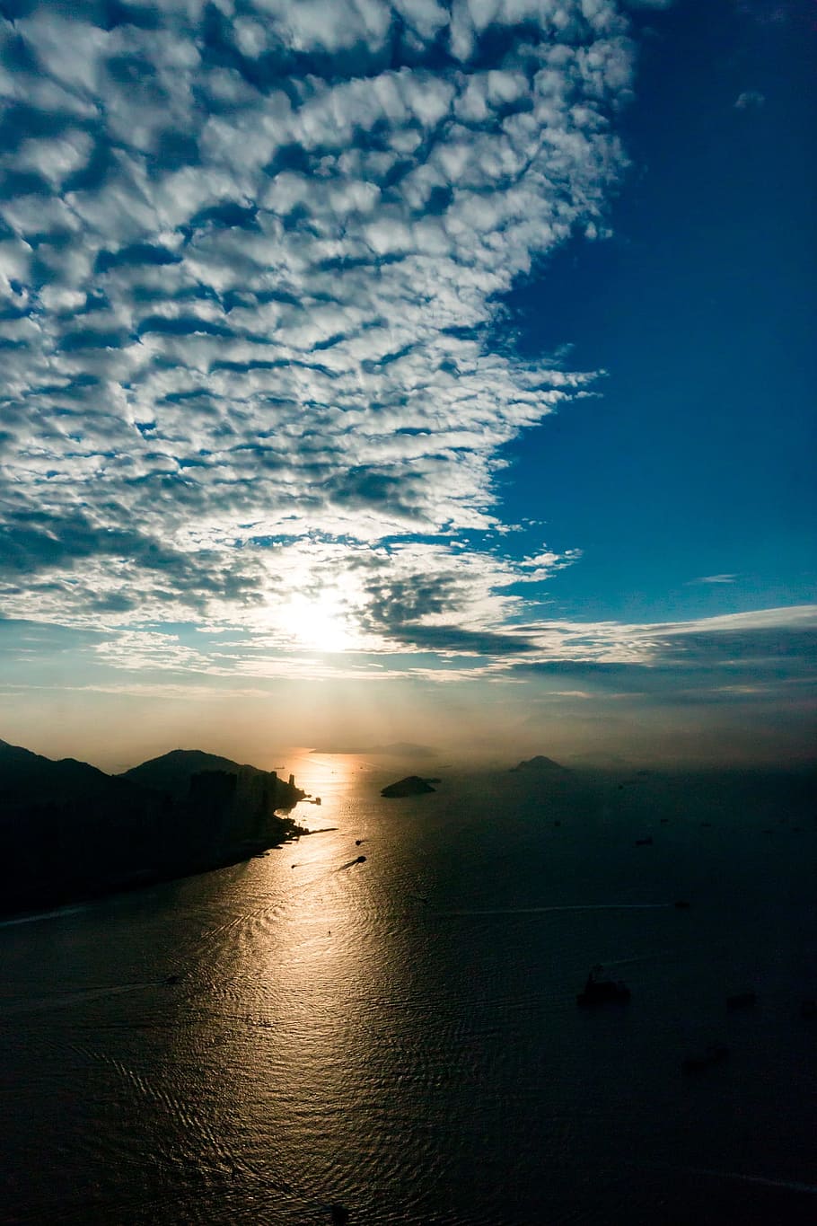 aerial photo of island during sunset, nature, waters, dawn HD wallpaper