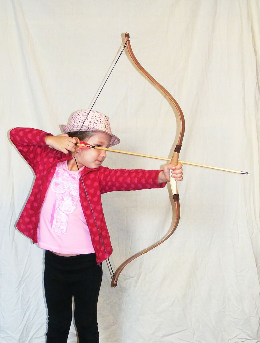 archery, bow, bolt, kid, girl, three quarter length, childhood HD wallpaper