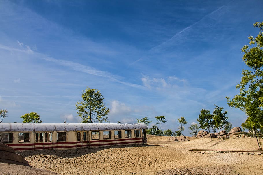 Nature, Landscape, Train, Sky, Blue, scenic, environment, day HD wallpaper