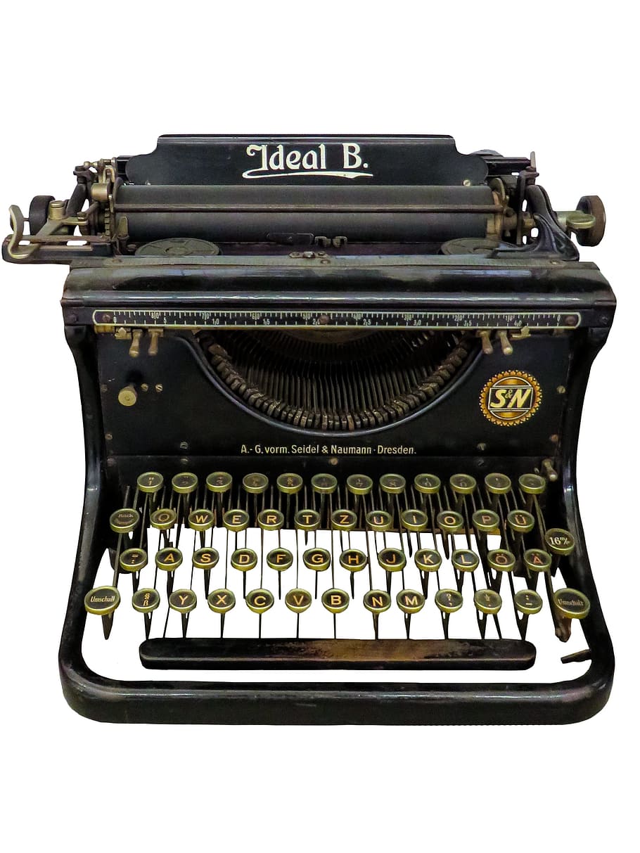 gold and black Ideal B typewriter, leave, mechanically, machine HD wallpaper