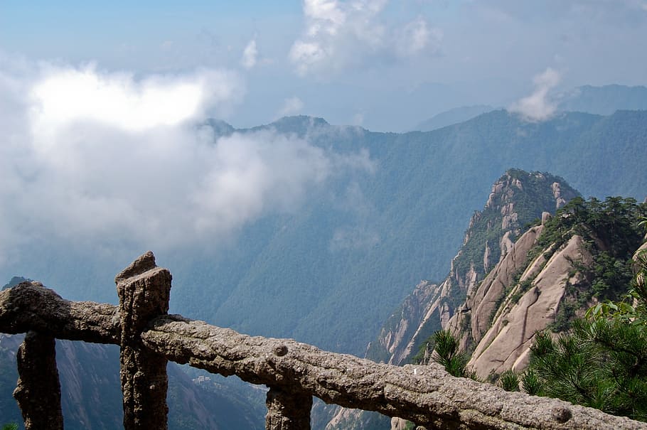 china, mountain, clouds, huangshan, scenics - nature, mountain range, HD wallpaper