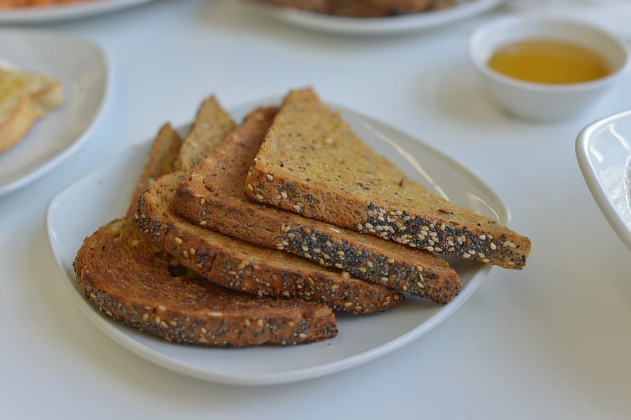 toast, brown, bread, breakfast, food, toasted, healthy, slice HD wallpaper