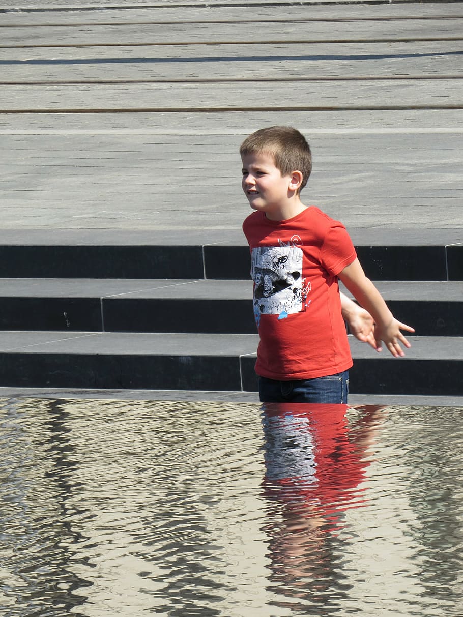 water, square, kid, joy, budapest, parliament, childhood, boys HD wallpaper