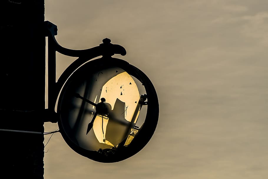 lost place, clock, bill, no people, sky, time, copy space, circle HD wallpaper