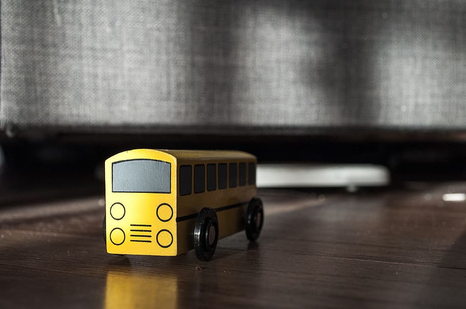 model, bus, yellow, indoors, no people, transportation, mode of transportation HD wallpaper