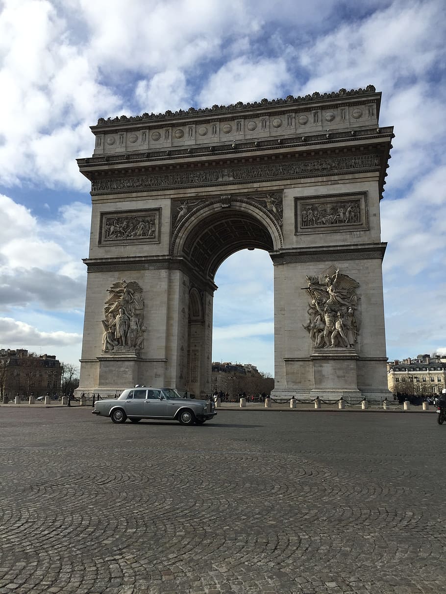 arch of triumph, france, paris, car, motor vehicle, mode of transportation, HD wallpaper