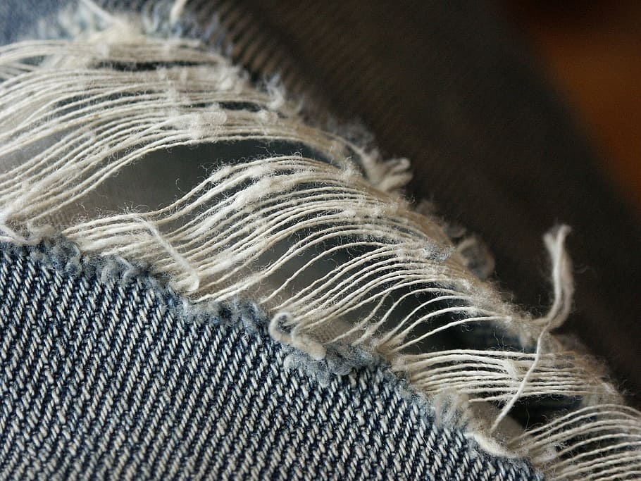 blue textile, sewing, jeans, thread, ripped, pants, needle HD wallpaper