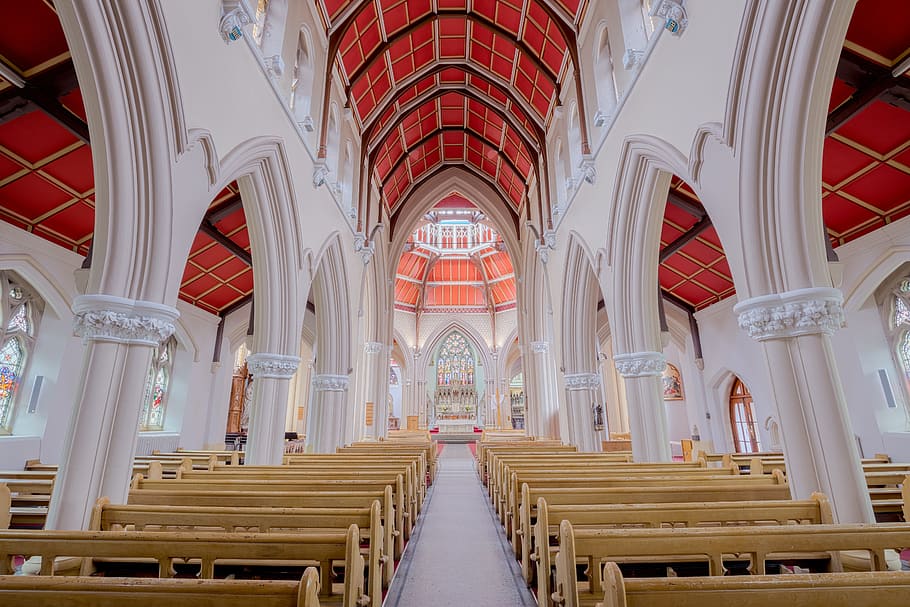 architecture, structure, building, church, cathedral, bench HD wallpaper