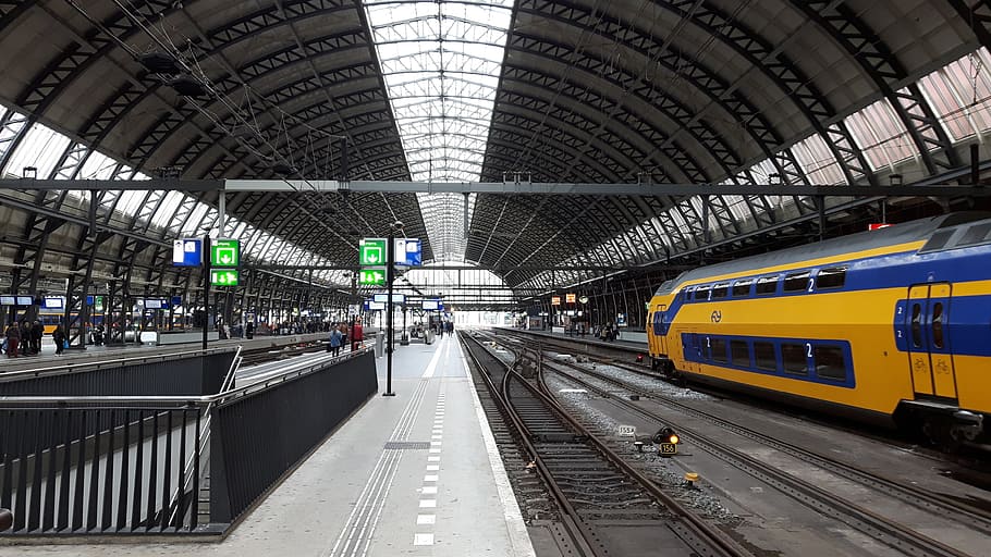 station, amsterdam, train, intercity, platform, netherlands HD wallpaper