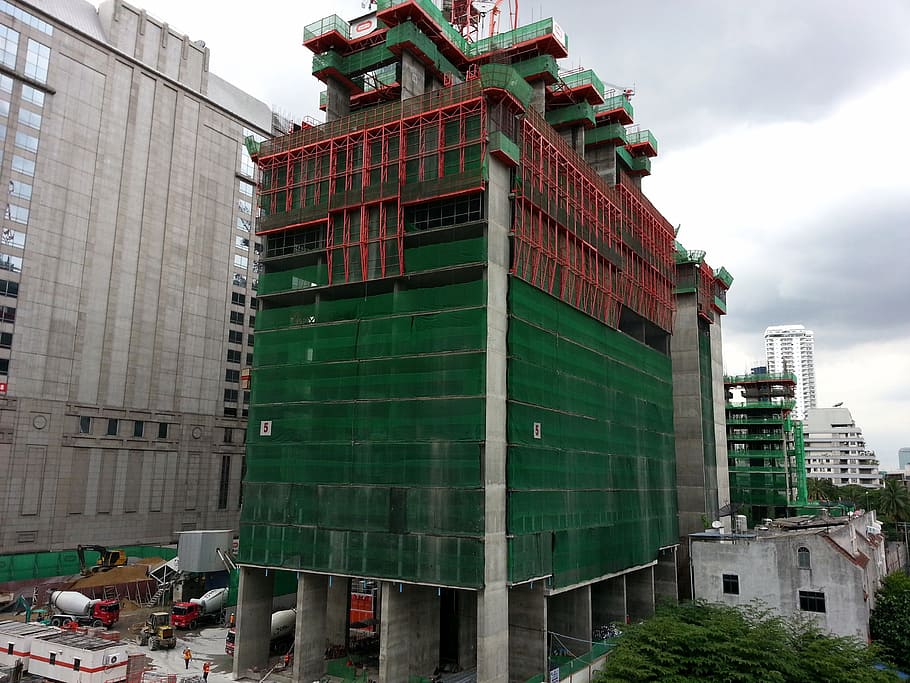 construction, building, site view, bangkok, building exterior HD wallpaper